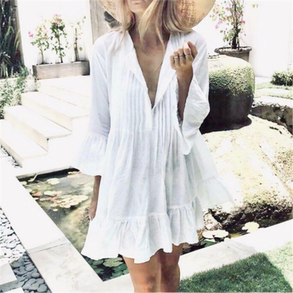 SOLD! White Tunic Dress - Picture 1 of 3